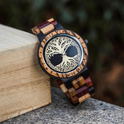Wood watch with tree of life pattern dial - Image 3