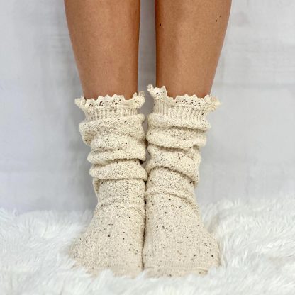 Cream Puffs Colorful Dot Yarn Stacked Socks - Image 2