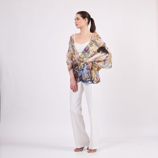 Artistic co-branded silk scarf