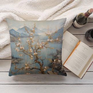 Landscape and flower pillow