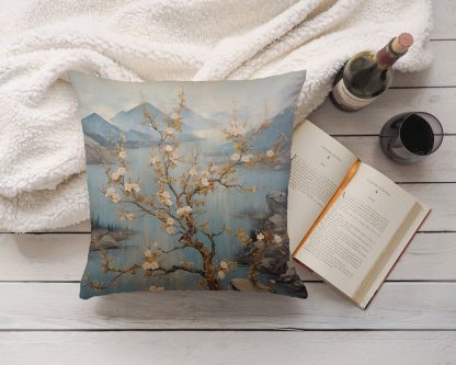 Landscape and flower pillow