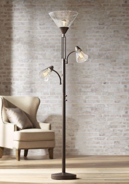 Industrial style multi-head floor lamp