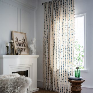 Artistic striped tassel curtains