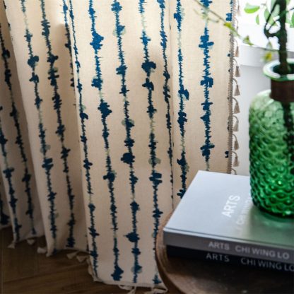 Artistic striped tassel curtains - Image 3