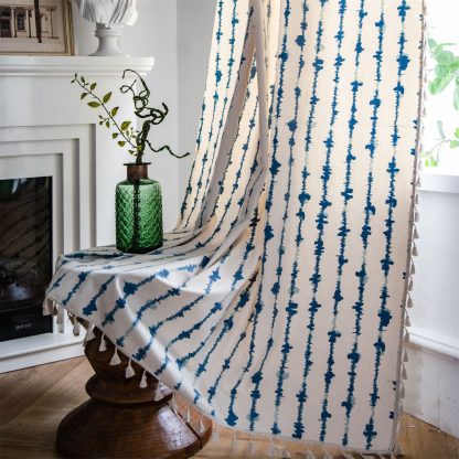Artistic striped tassel curtains - Image 2