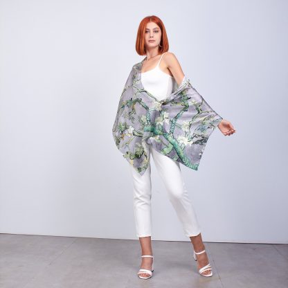 Art print silk scarf shawl