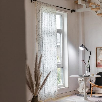 Fresh floral linen curtains