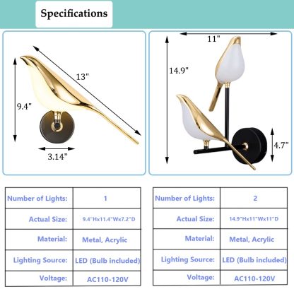 Bird shape art wall lamp - Image 10