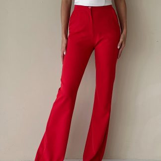 Red flared pants