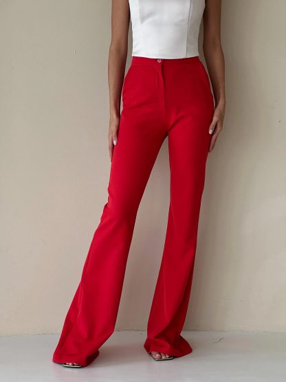 Red flared pants