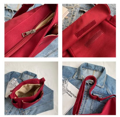 Vintage Burgundy Canvas Shoulder Bag - Image 6