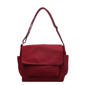 Vintage Burgundy Canvas Shoulder Bag