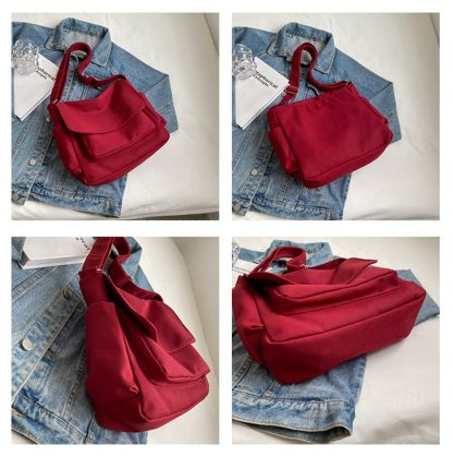 Vintage Burgundy Canvas Shoulder Bag - Image 4