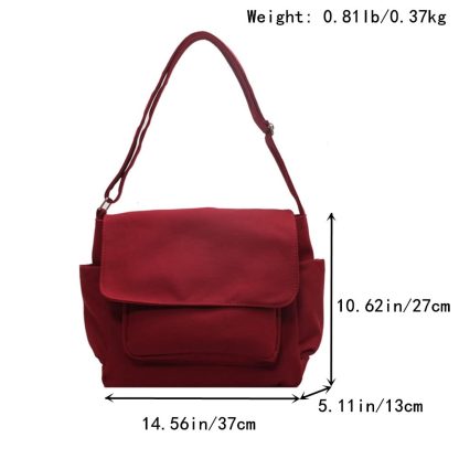 Vintage Burgundy Canvas Shoulder Bag - Image 3