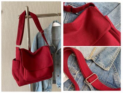Vintage Burgundy Canvas Shoulder Bag - Image 2