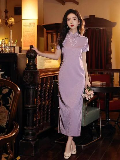 Lace long cheongsam - Image 4
