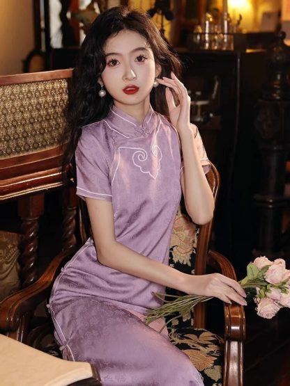 Lace long cheongsam - Image 3