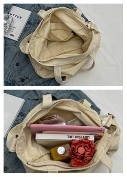 Simple Large Capacity Canvas Tote Bag - Image 2