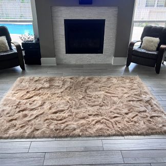 Gentle warm brown imitation sheepskin carpet