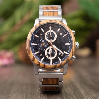 Multifunctional watch with wooden and steel strap - Image 9
