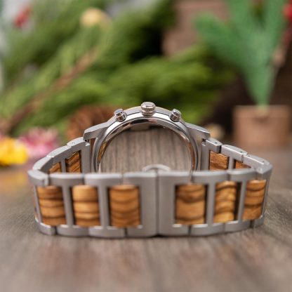 Multifunctional watch with wooden and steel strap - Image 8