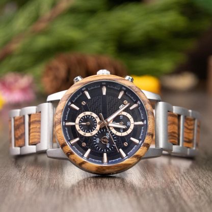 Multifunctional watch with wooden and steel strap - Image 2