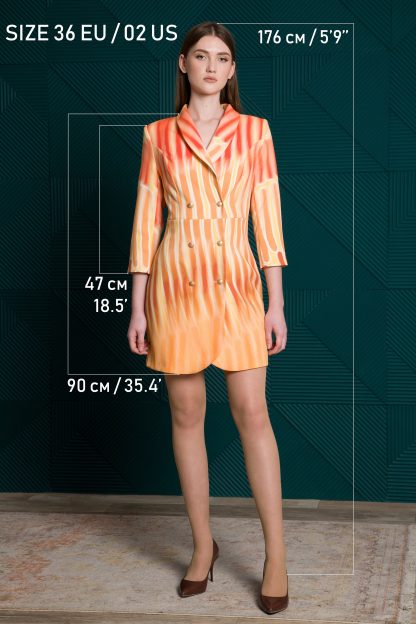 Gradient orange striped skirt suit - Image 3