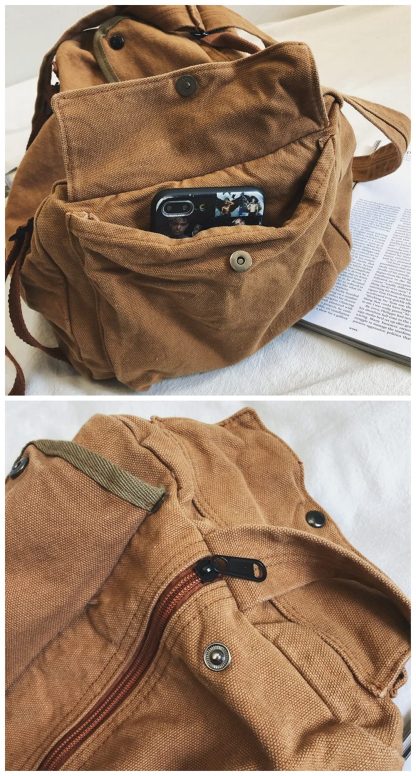 Tan Canvas Work Shoulder Bag - Image 5