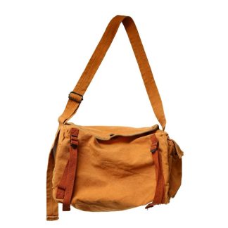 Tan Canvas Work Shoulder Bag