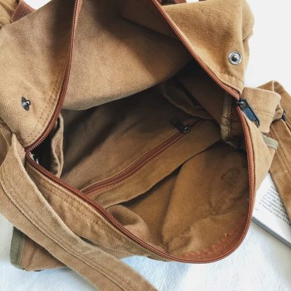 Tan Canvas Work Shoulder Bag - Image 2