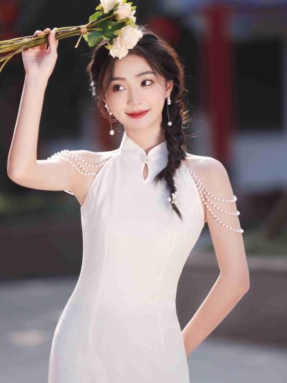 Pearl Dream Off-shoulder Cheongsam - Image 5