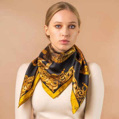 Gilded Baroque Silk Square Scarf