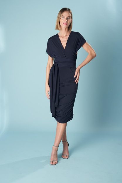 Navy V-neck waist skirt - Image 3