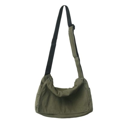 Army Green Canvas Casual Shoulder Bag