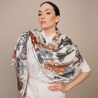 Ocean Dream Silk Small Square Scarf - Image 3