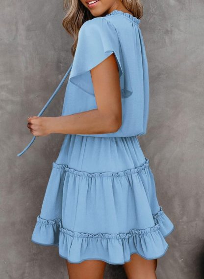 V Neck Tie Ruffle Dress - Image 5