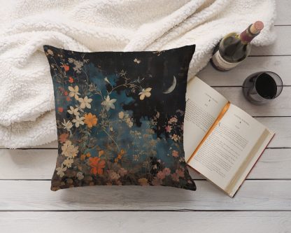 Moonlit night flower pillow