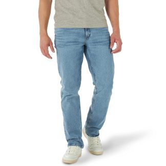 Men's classic straight washed jeans