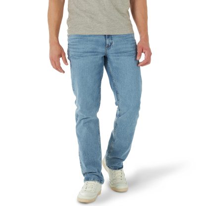 Men's classic straight washed jeans