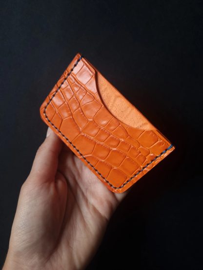 Orange Crocodile Print Cardholder - Image 5