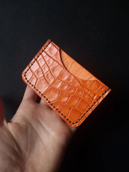Orange Crocodile Print Cardholder