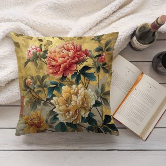 Chinese style peony pillow