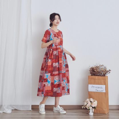 Geometric print short-sleeved dress - Image 4
