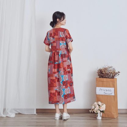 Geometric print short-sleeved dress - Image 2