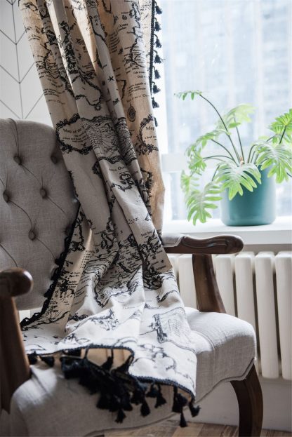 Vintage map print curtains - Image 6
