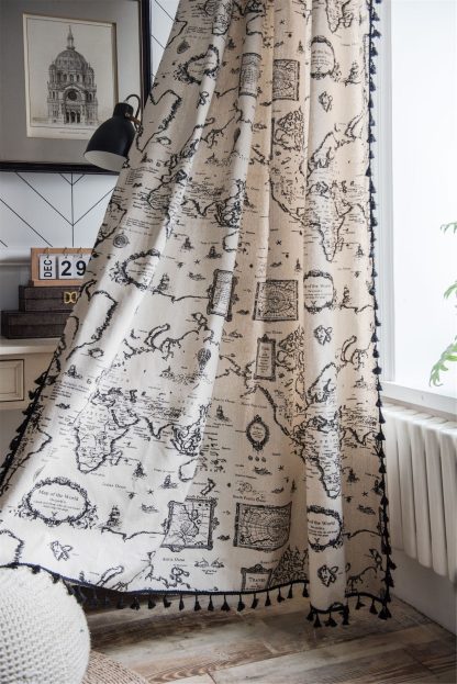 Vintage map print curtains - Image 5