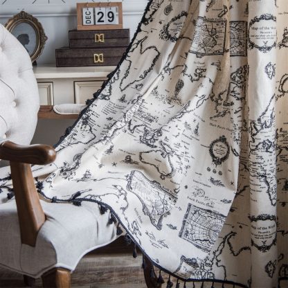 Vintage map print curtains - Image 4