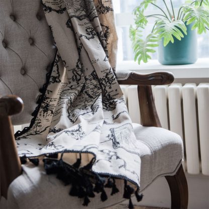 Vintage map print curtains - Image 3