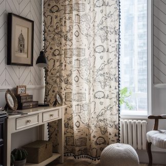 Vintage map print curtains