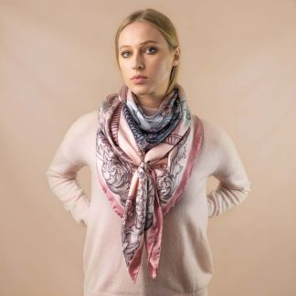 Art scroll silk square scarf